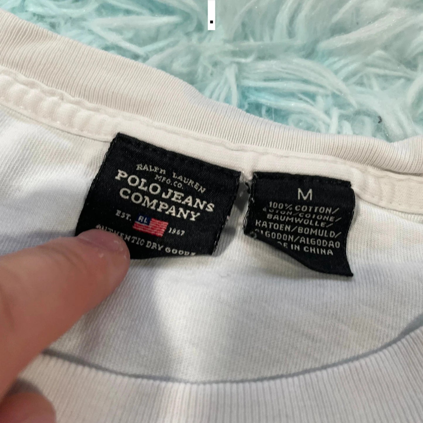 Vintage 00s White Polo Jeans Ralph Lauren T Shirt - Medium