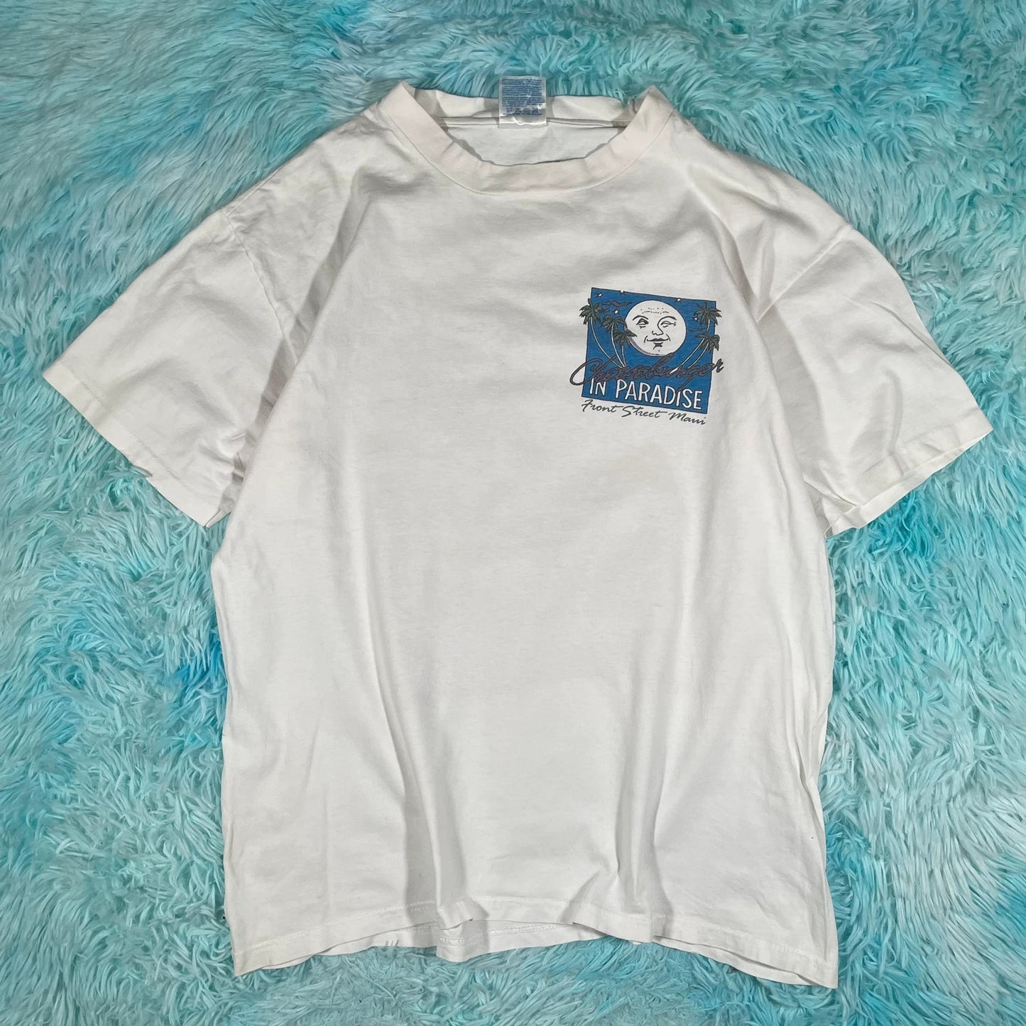 Vintage 90s White Miami Restaurant Graphic T Shirt - Large