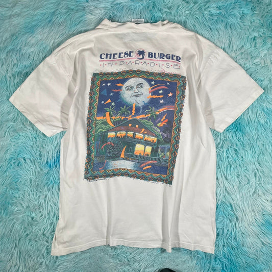Vintage 90s White Miami Restaurant Graphic T Shirt - Large