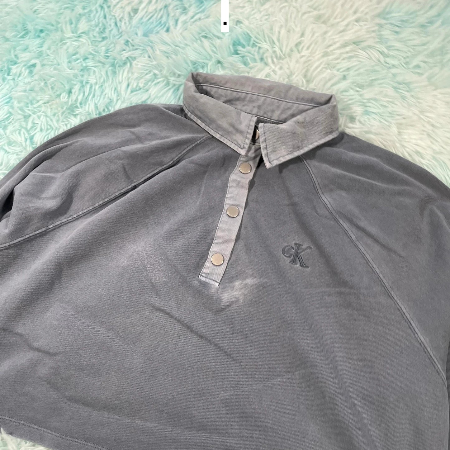 Grey Calvin Klein Cropped Sweatshirt - Large