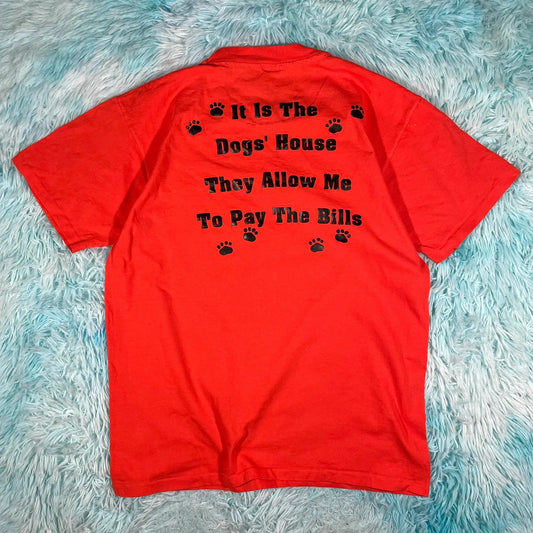 Vintage 90s Orange Dog Graphic T Shirt - Large