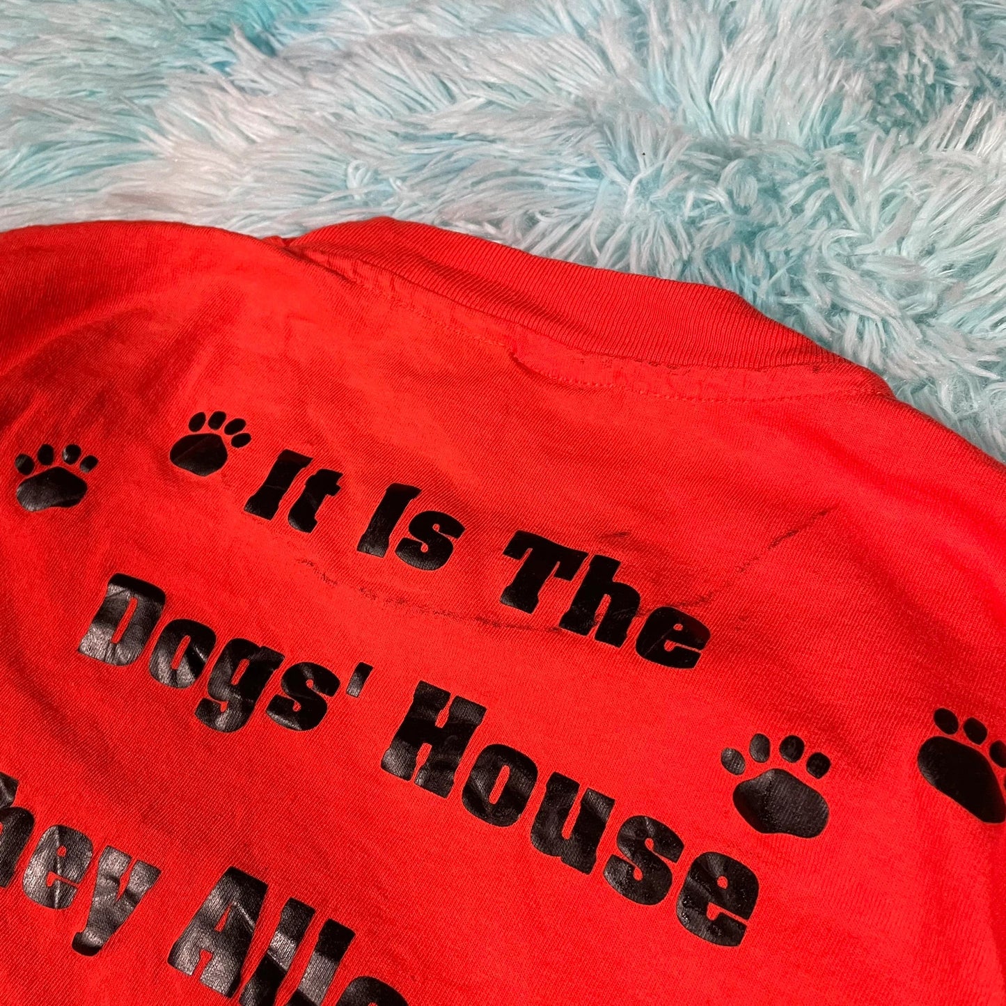 Vintage 90s Orange Dog Graphic T Shirt - Large