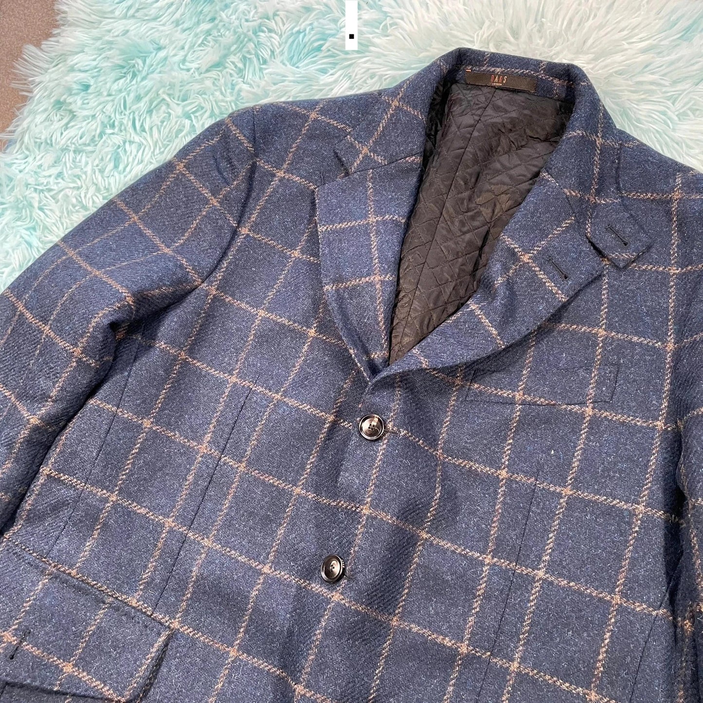 Vintage 90s Blue Chequered Blazer Jacket Oaks - XL