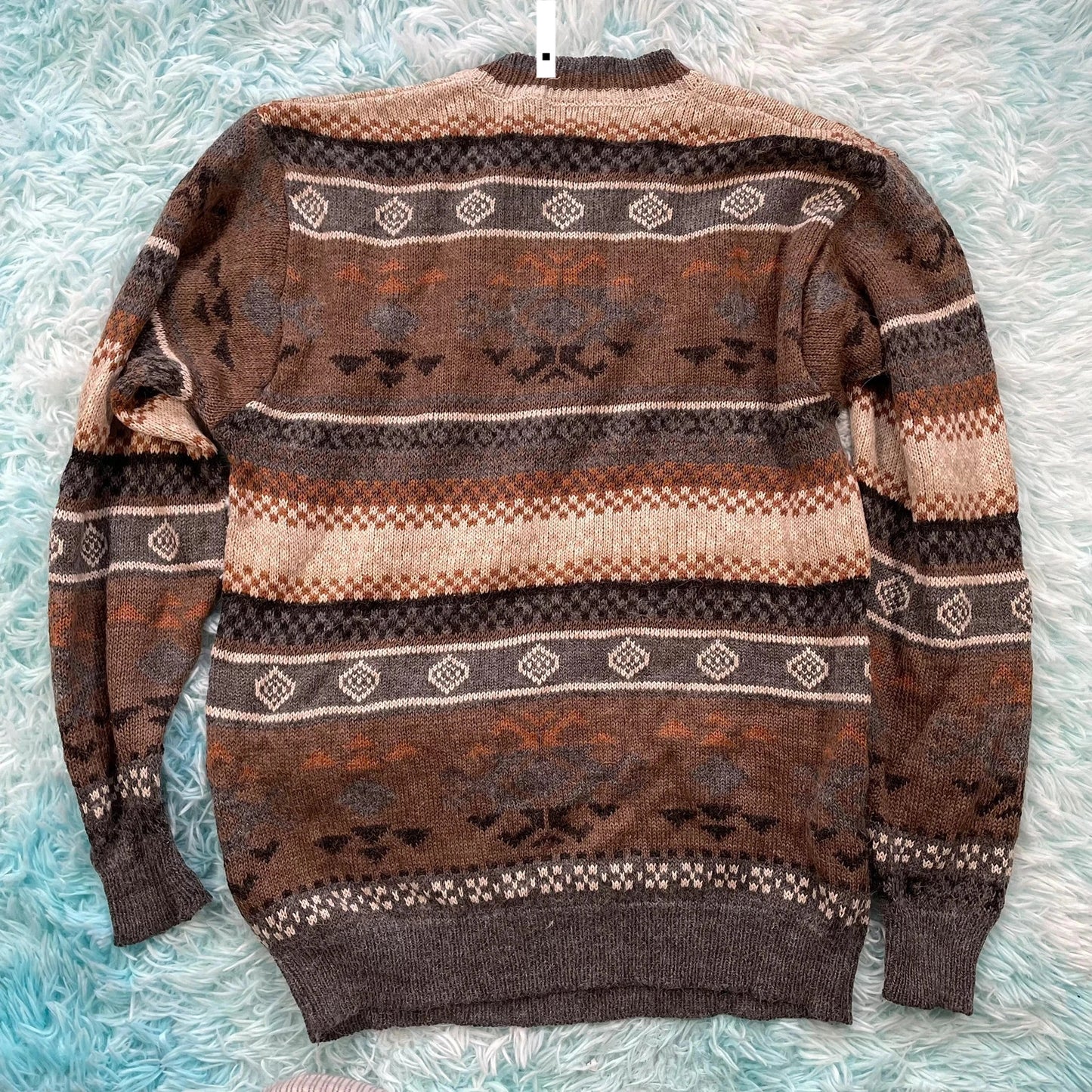 Vintage 90s Brown St Michael Grunge Patterned Knitted Jumper - Small