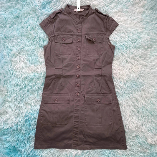 Vintage Y2K Grey Kookai Shirt Dress - Size 10