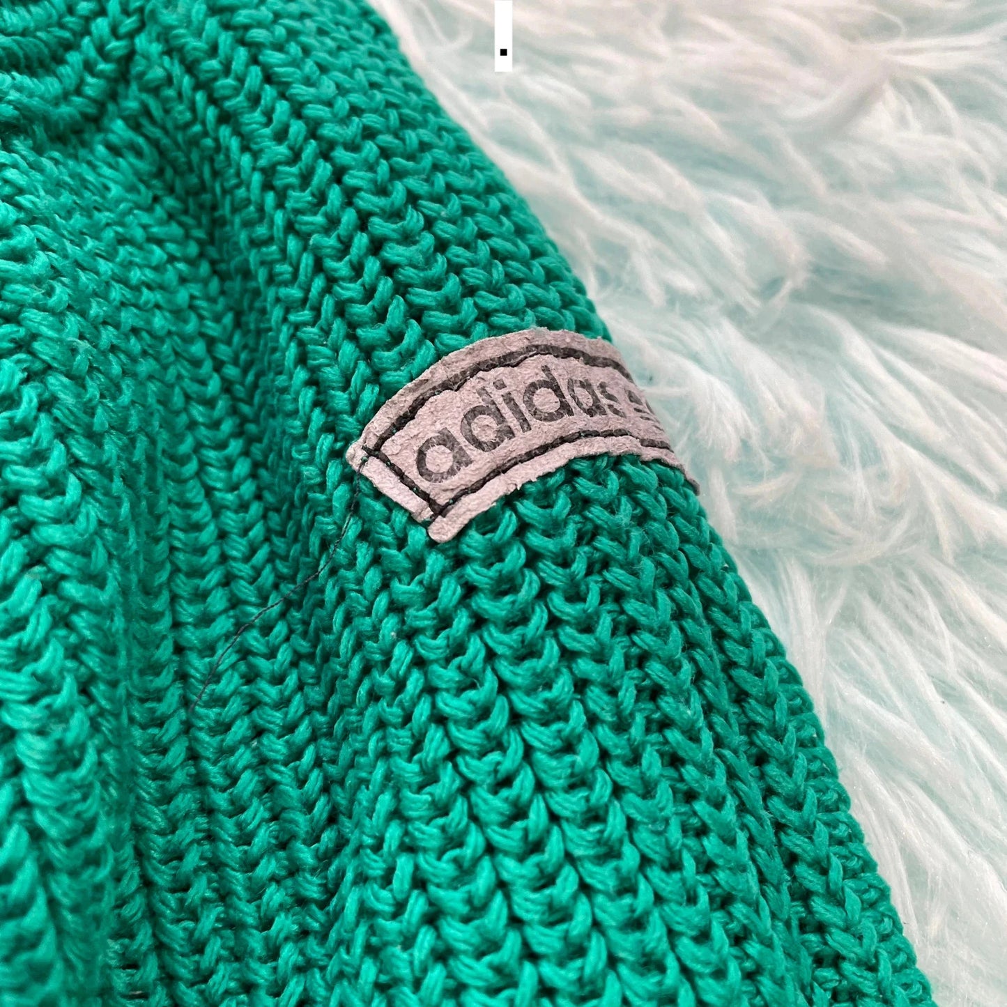 Vintage 90s Rare Adidas Knitted Jumper V Neck - Medium