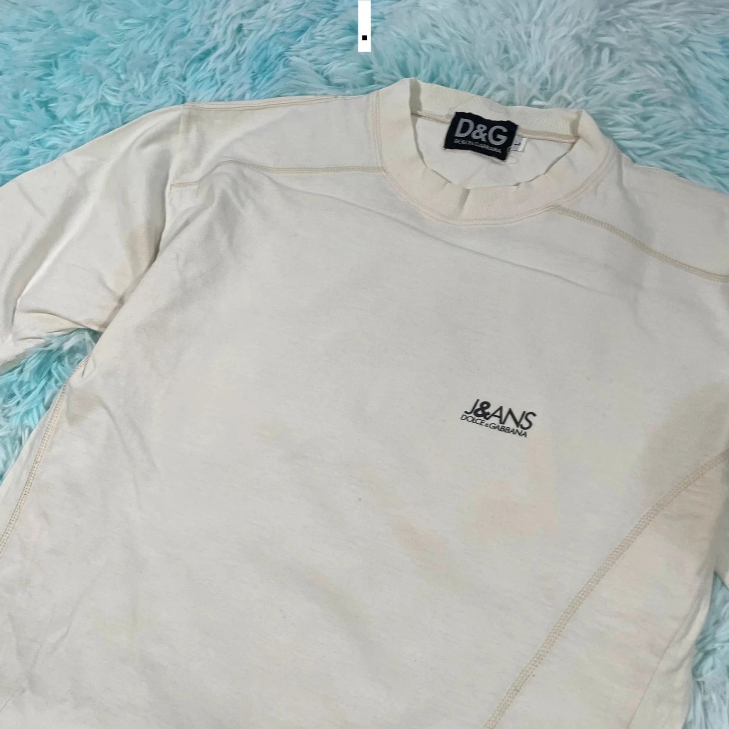 Vintage 90s Cream Dolce & Gabbana T Shirt - Large