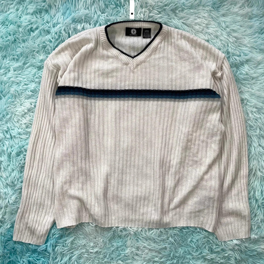 Vintage 90s White Knitted Jumper - Large