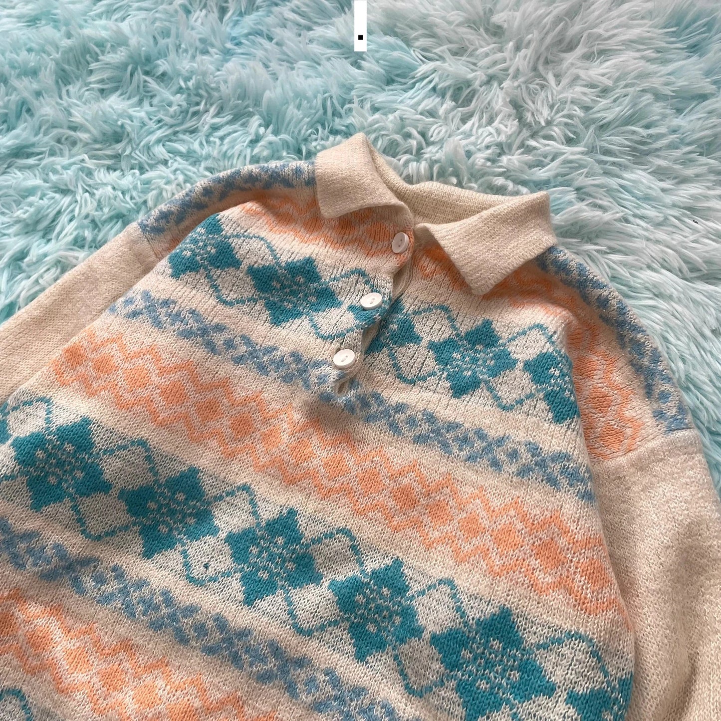 Vintage 90s Patterned Collared Grandma Jumper - Size 10