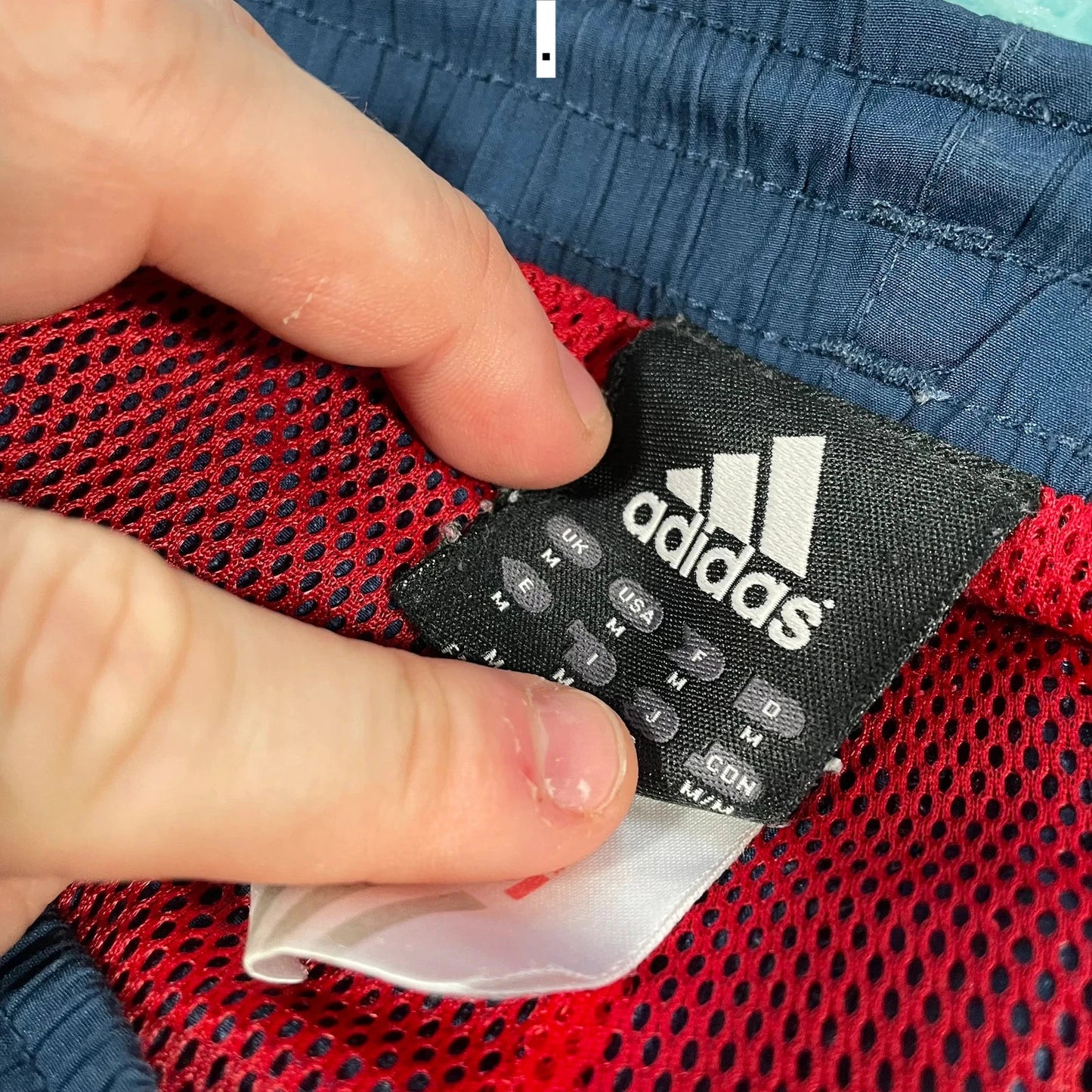 Vintage 00s Navy & Red Adidas Tracksuit Bottoms - Medium
