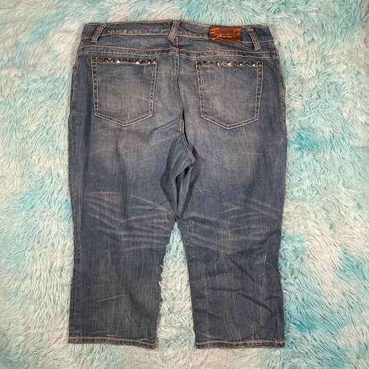 Vintage 00s Blue Capri Jean Shorts 3/4 - Size 18