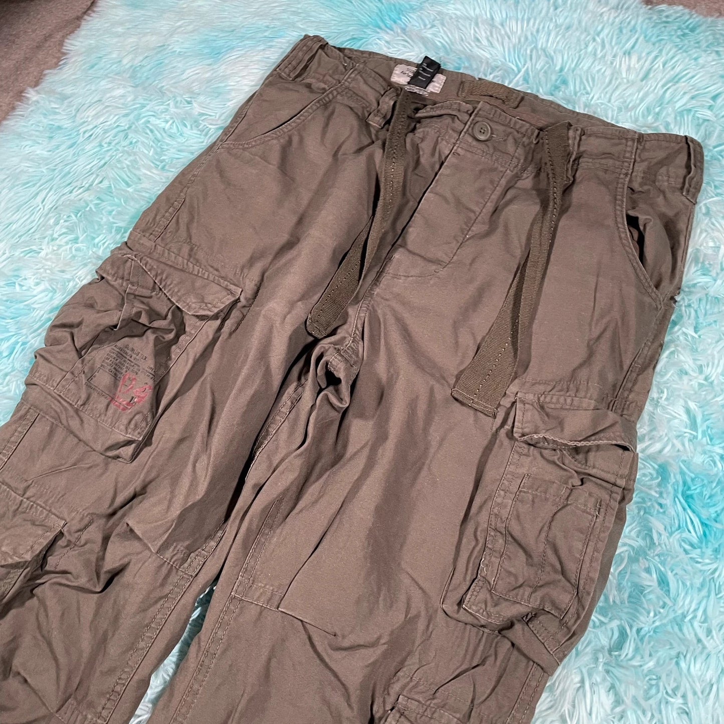 Khaki Airborne Cargo Military Pants Trousers - Large
