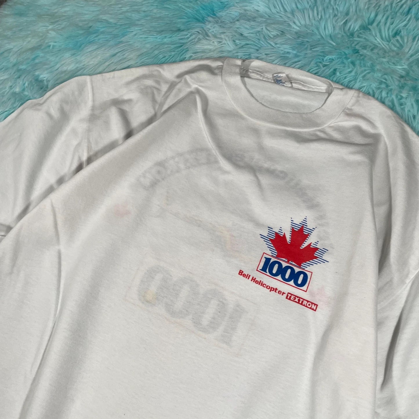 Vintage 90s White Helicopter Graphic T Shirt - XL