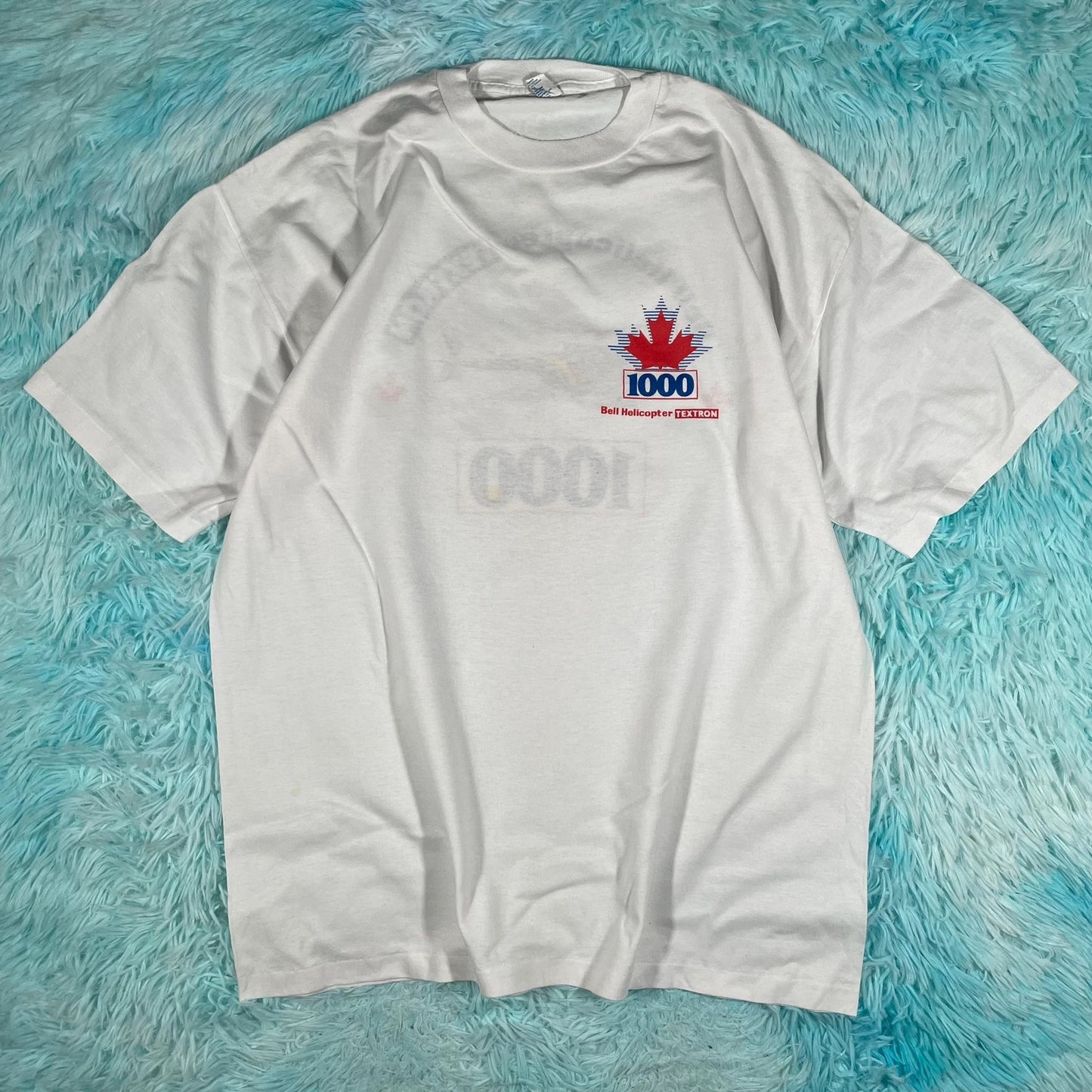 Vintage 90s White Helicopter Graphic T Shirt - XL