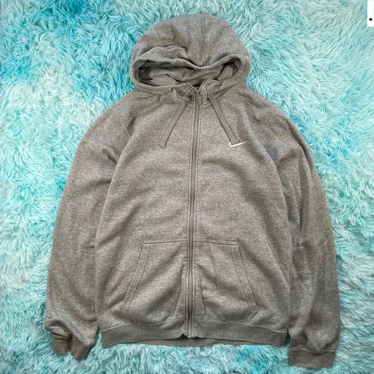 Grey Nike Full Zip Hoodie - Small