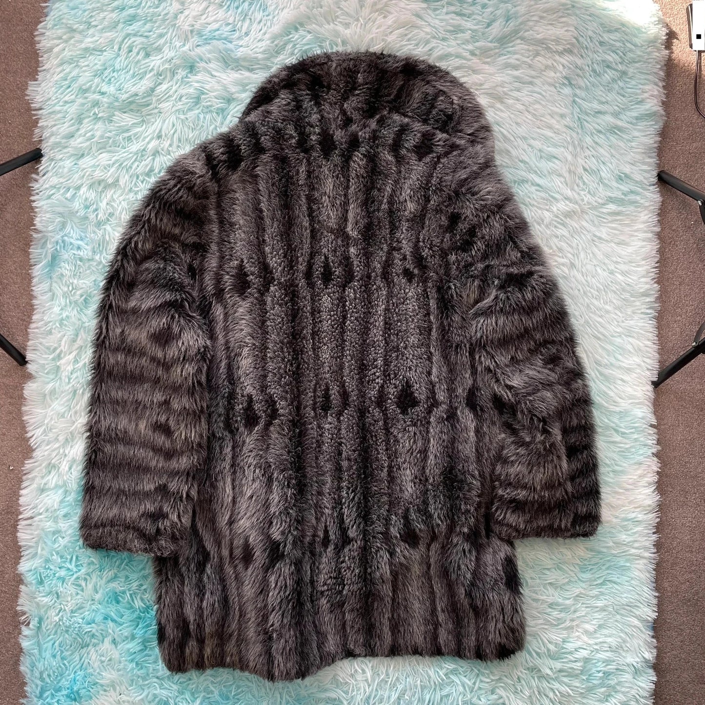 Vintage 90s Grey Faux Fur Jacket - Small
