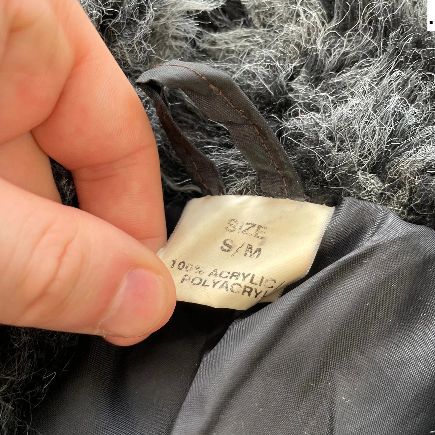 Vintage 90s Grey Faux Fur Jacket - Small