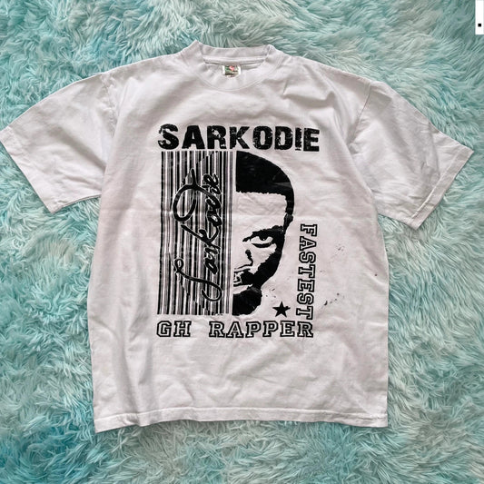 Vintage 90s White Sarkodie Rap T Shirt - Medium