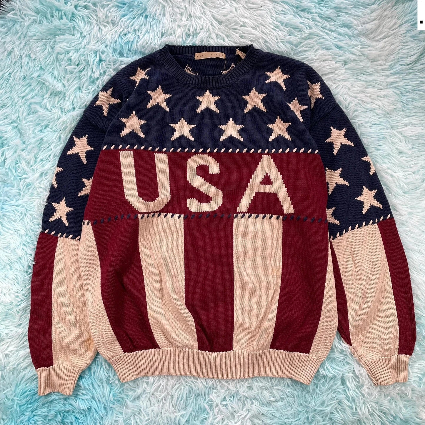 Vintage 90s USA Patterned Knitted Jumper - Large