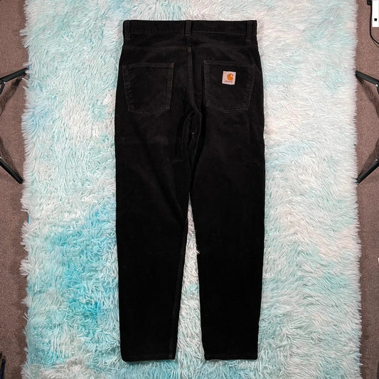 Black Carhartt Corduroy Trousers Newel Pant - 30W 32L