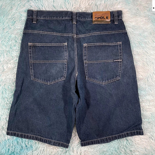 Vintage 90s South Pole Baggy Denim Shorts Jorts - 38W