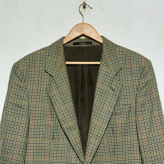 Vintage 80s Brown Chequered Blazer - Large