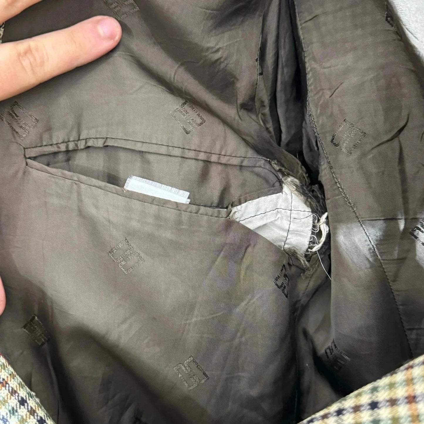 Vintage 80s Brown Chequered Blazer - Large