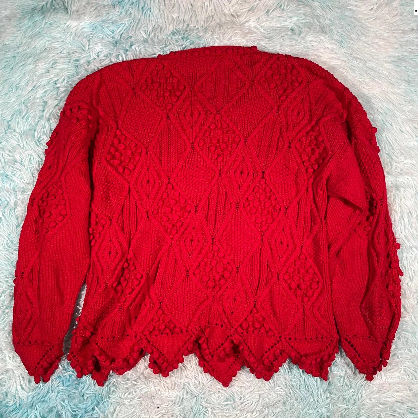 Vintage Red Kuruka Knitted Cardigan - One Size
