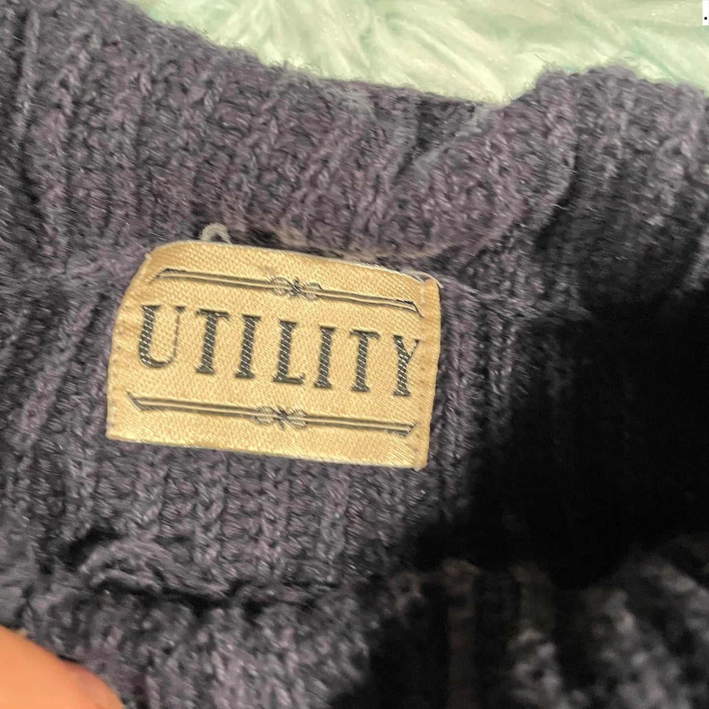 Vintage 00s Navy Mock Neck Knitted Jumper - XL