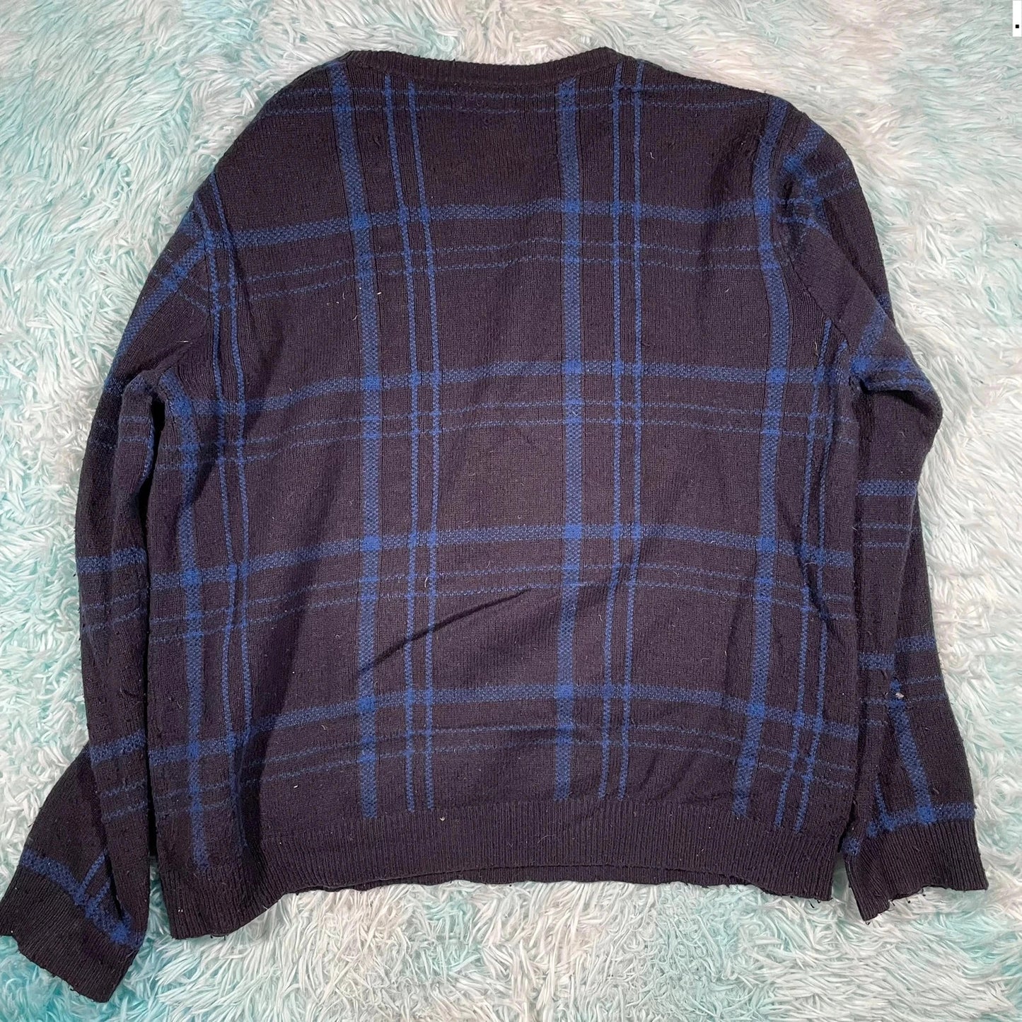 Black & Blue Checked Gant Knitted Jumper - XL