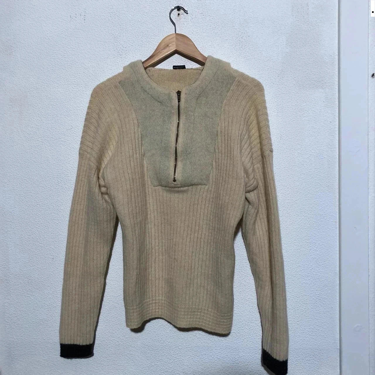 Vintage 90s Cream CP Company 1/4 Zip Wool Jumper Mossimo Osti - Small