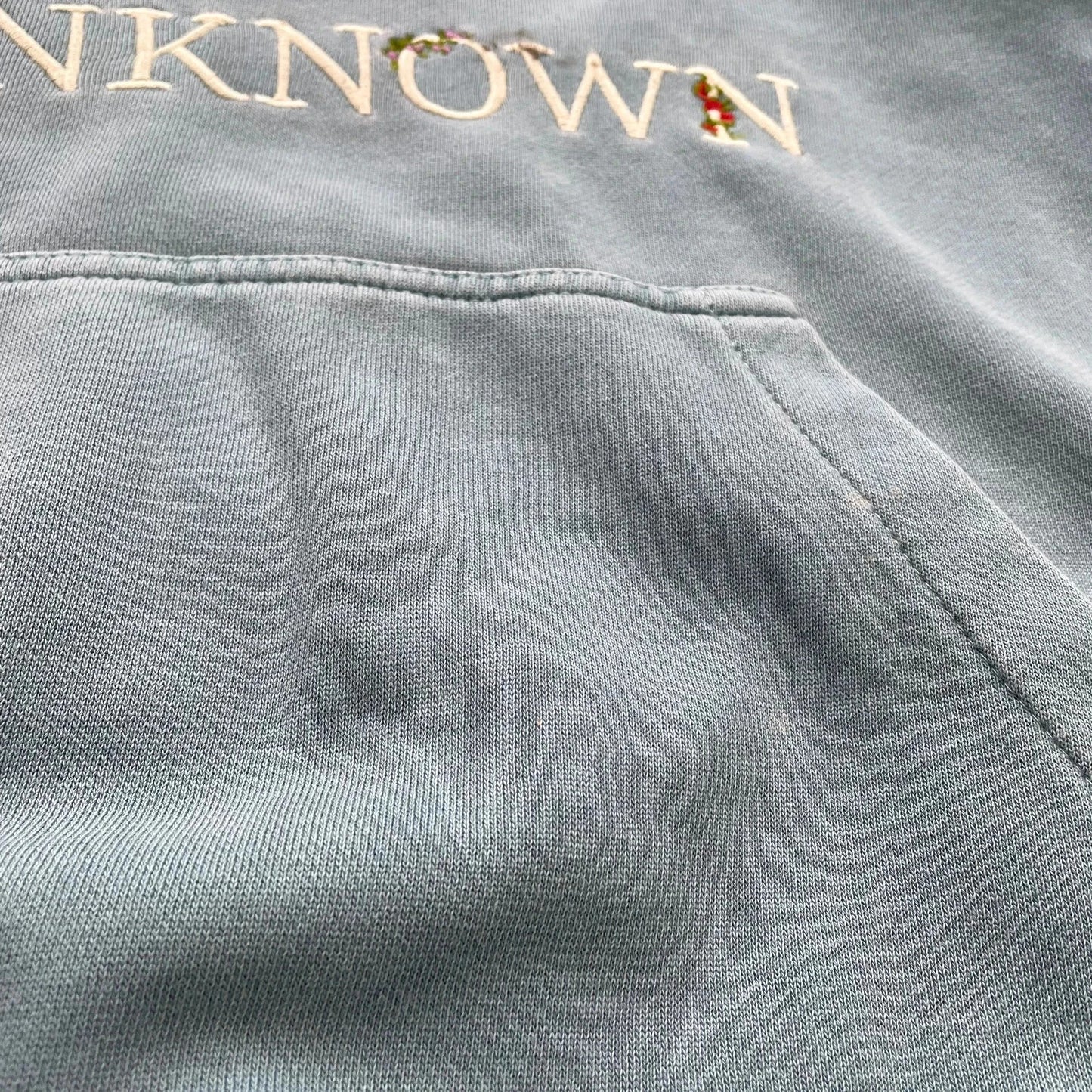 Blue Unknown Embroidered Hoodie Heavyweight - Large