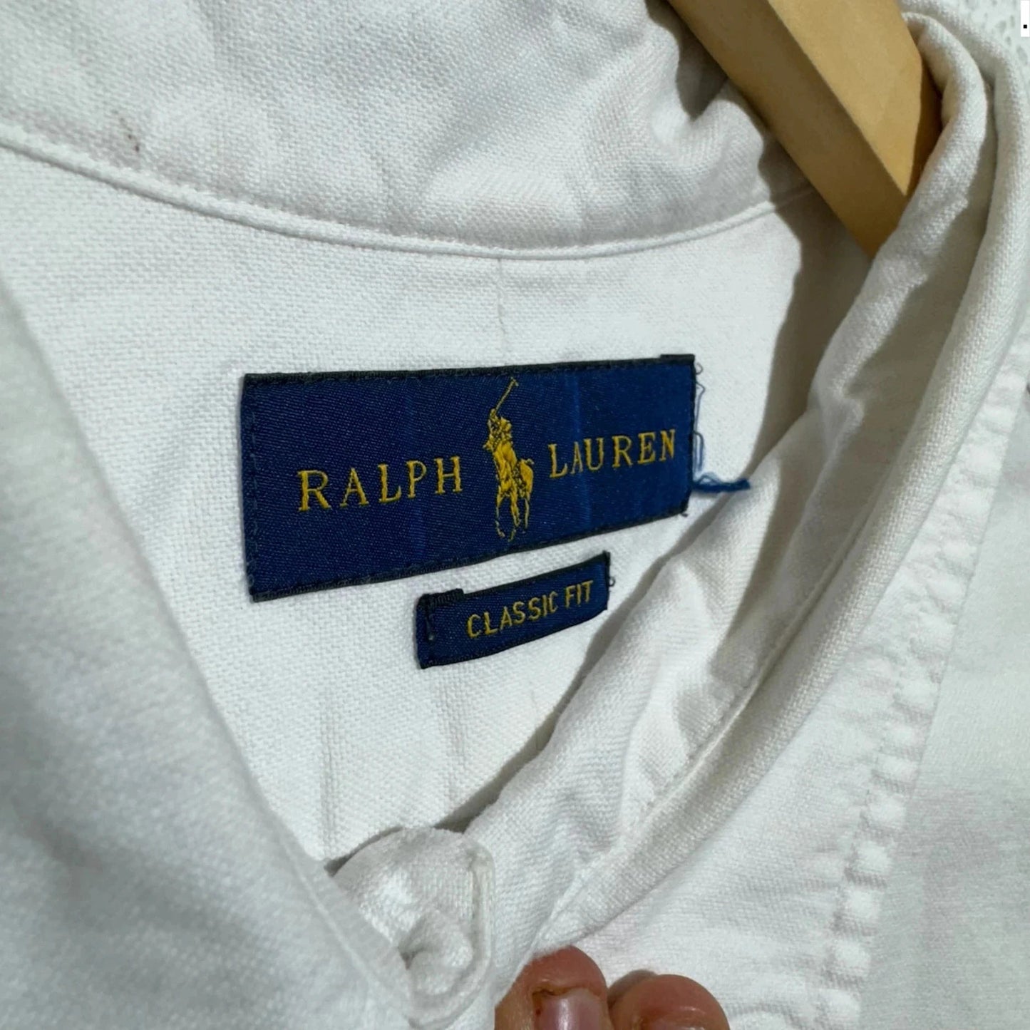 White Polo Ralph Lauren Shirt All Over Pony - Large