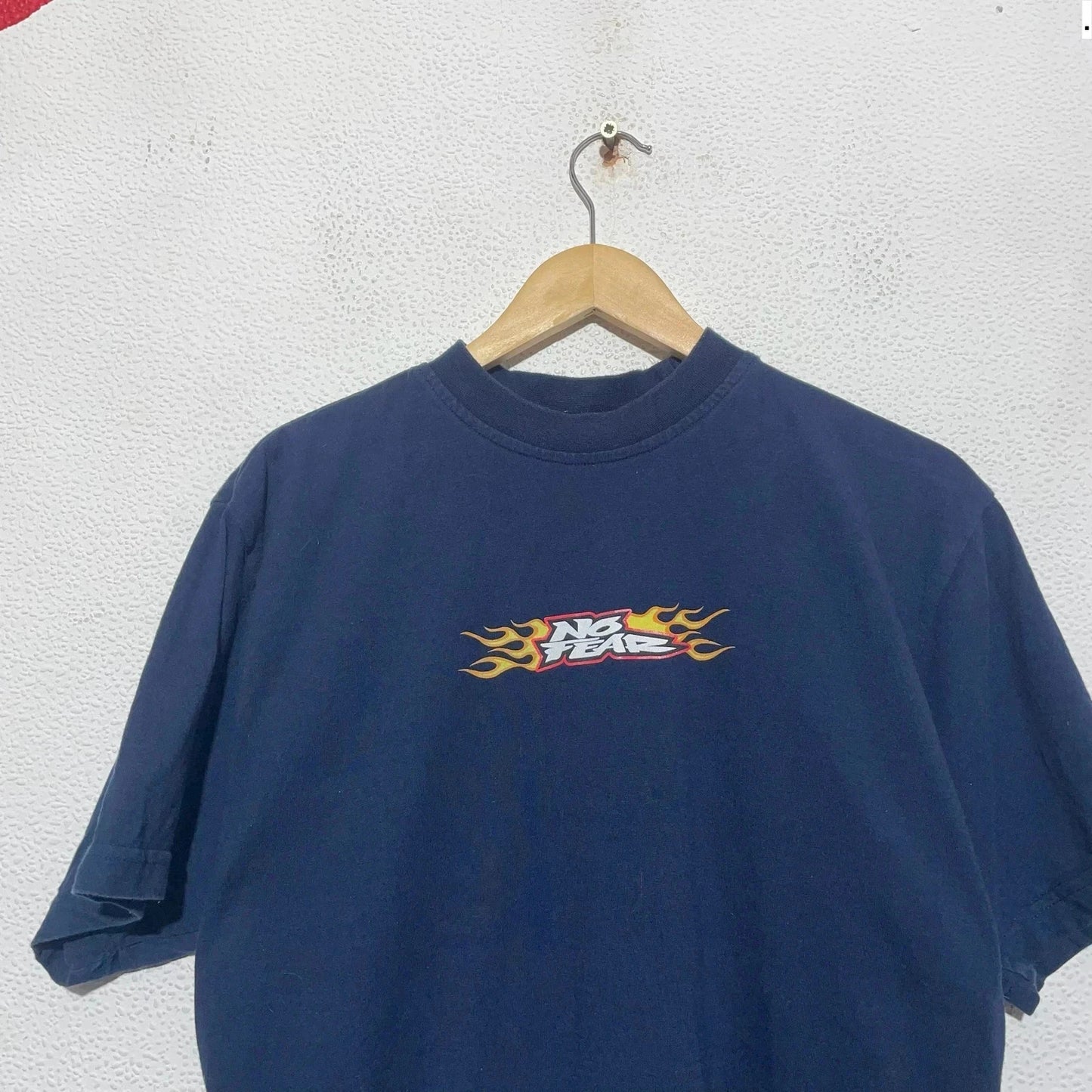 Vintage 90s Navy No Fear Graphic Skate T Shirt - Medium