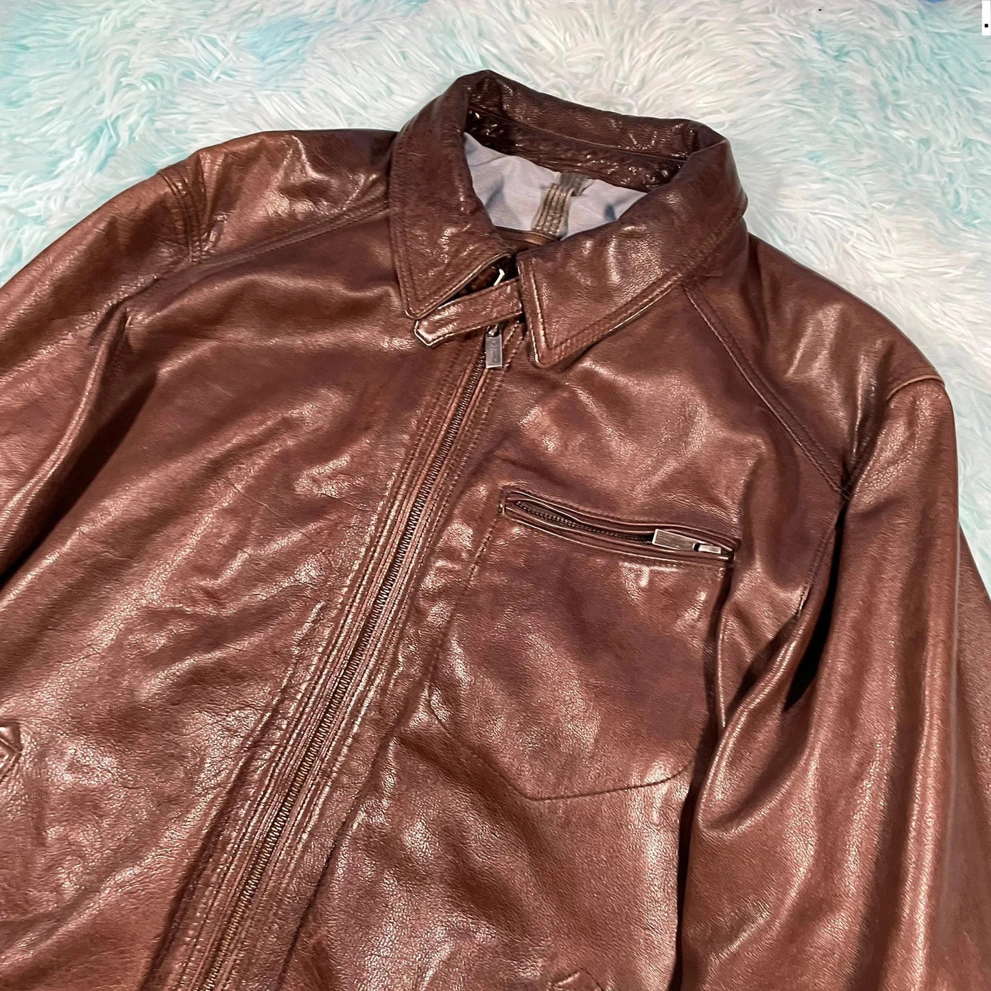Vintage 00s Brown Massimo Dutti Leather Jacket - XL