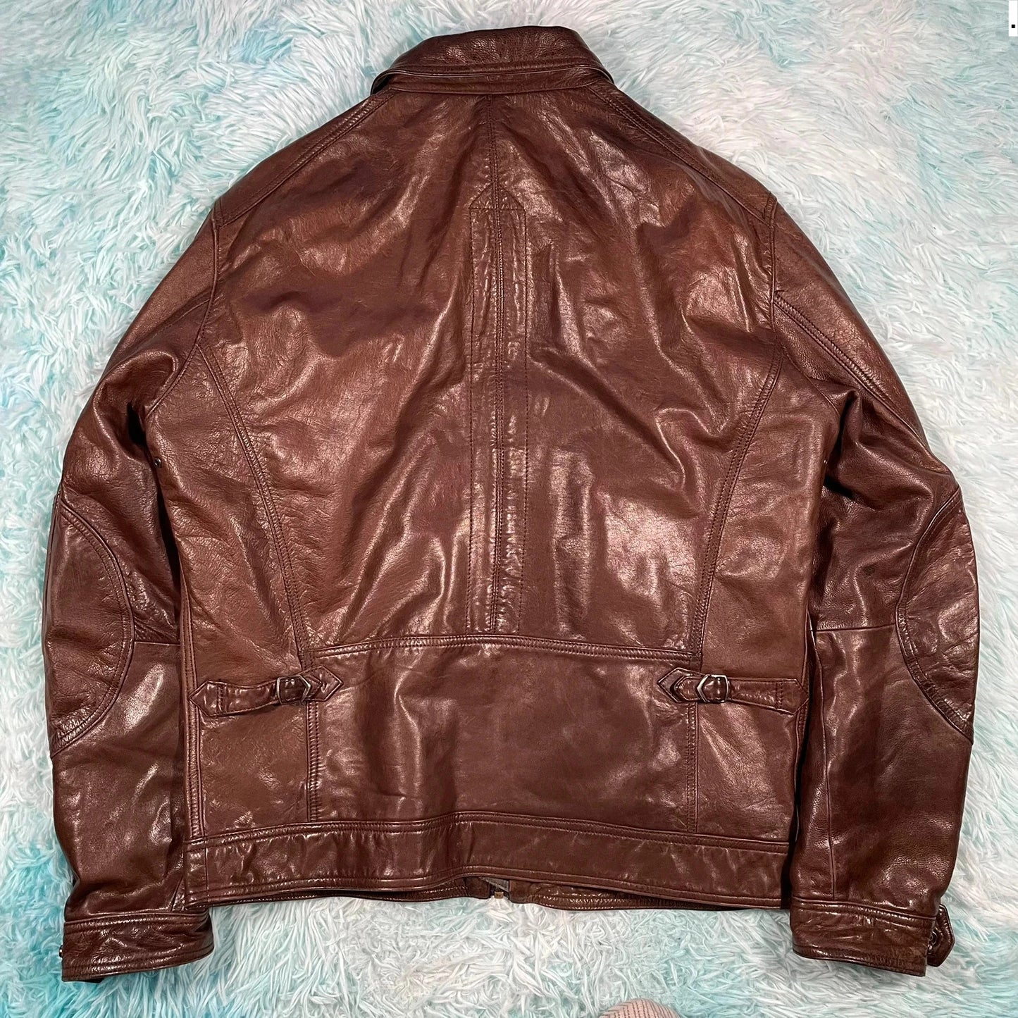 Vintage 00s Brown Massimo Dutti Leather Jacket - XL