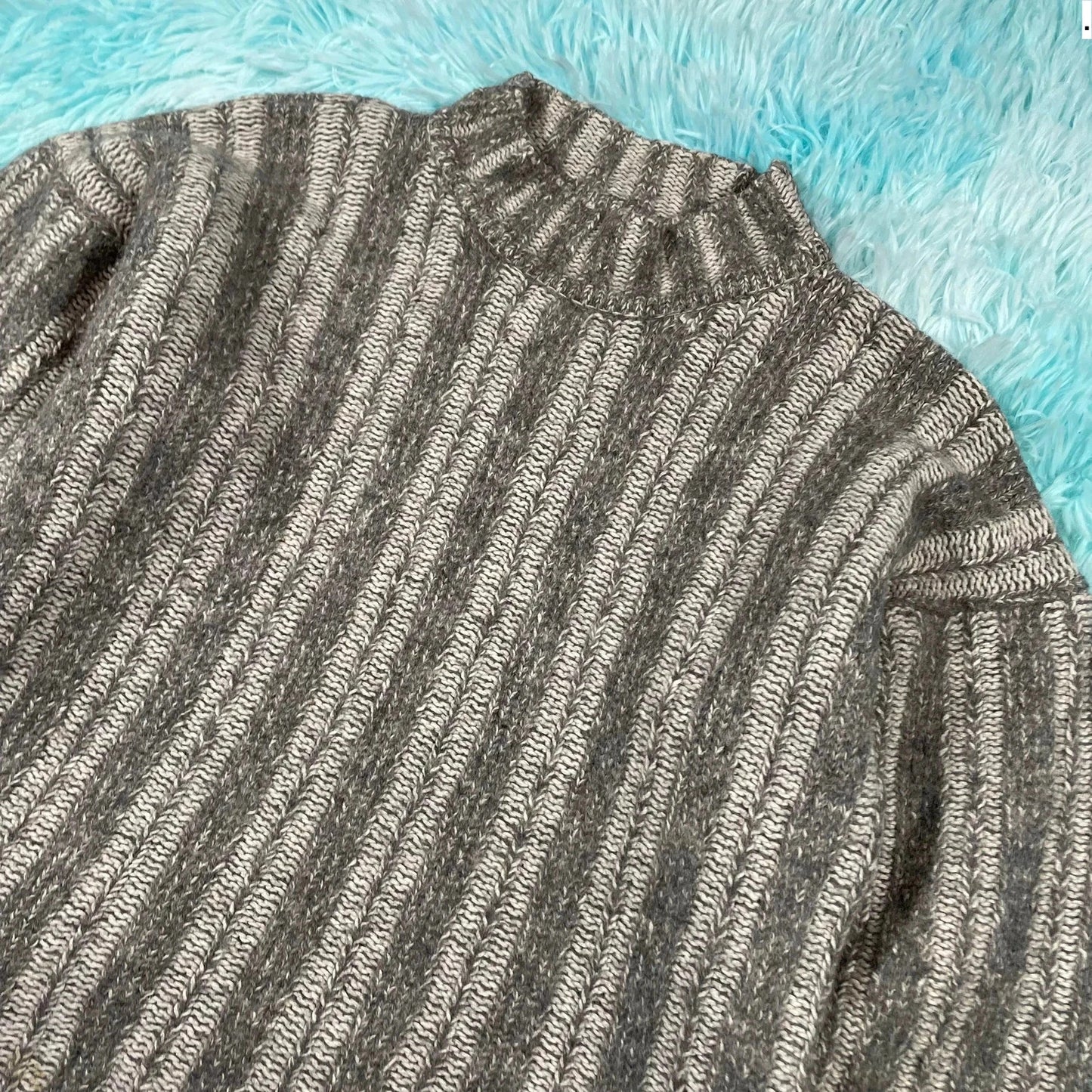 Grey Patterned Knitted Jumper - Womens Medium
