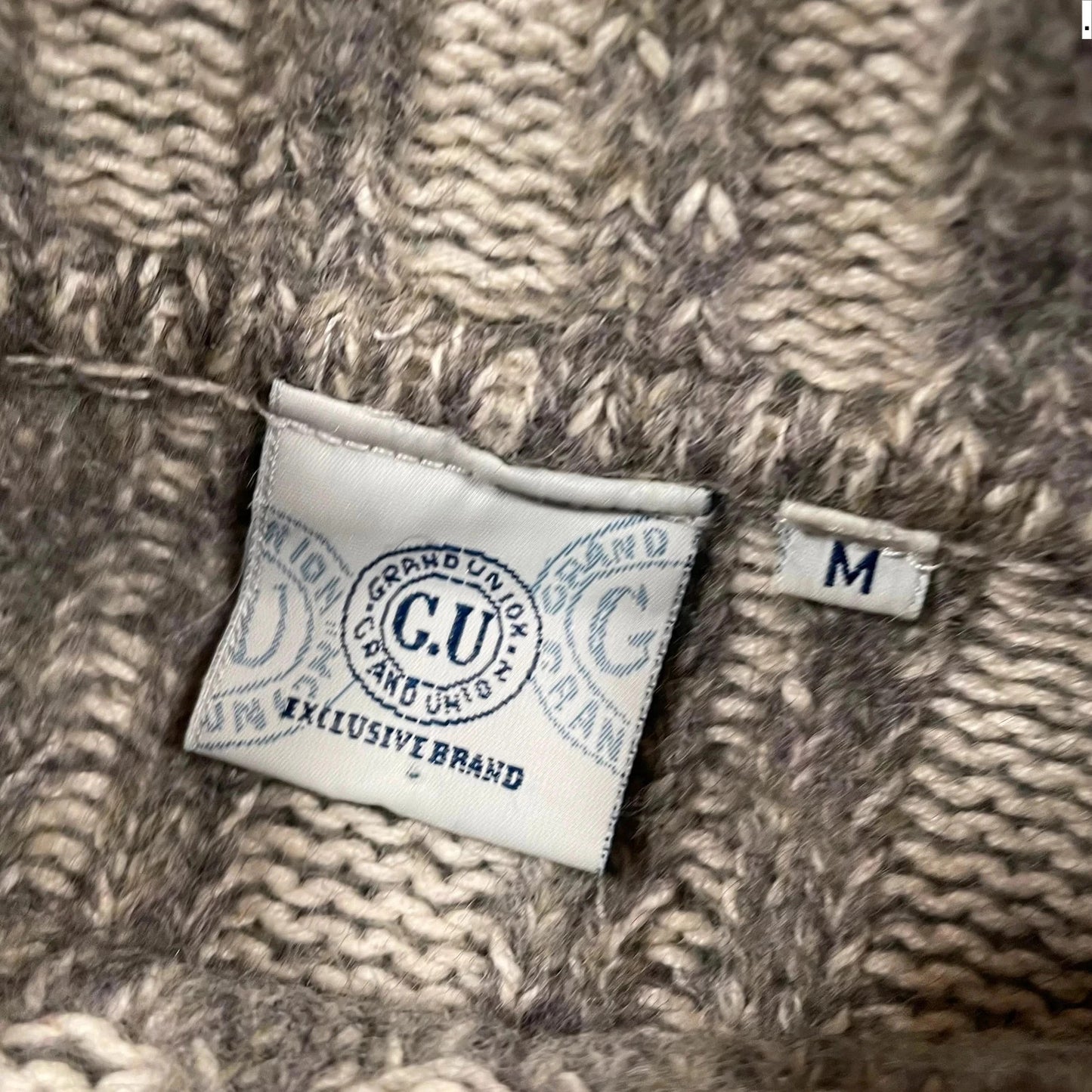 Grey Patterned Knitted Jumper - Womens Medium