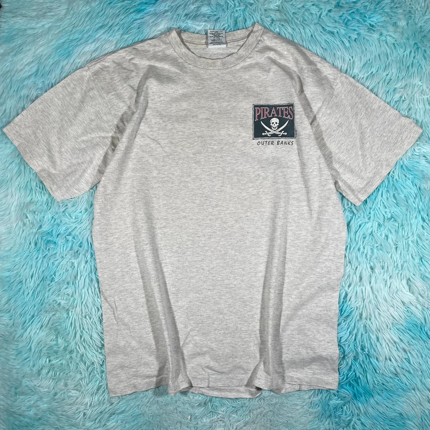 Vintage 90s Grey Pirate Graphic T Shirt - XL