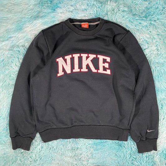Vintage Dark Navy Nike Sweatshirt Spellout Logo - Small
