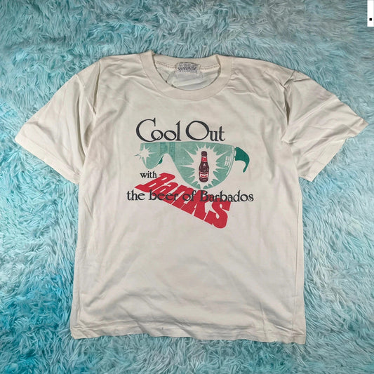 Vintage 80s White Banks Barbados Beer T Shirt - Medium