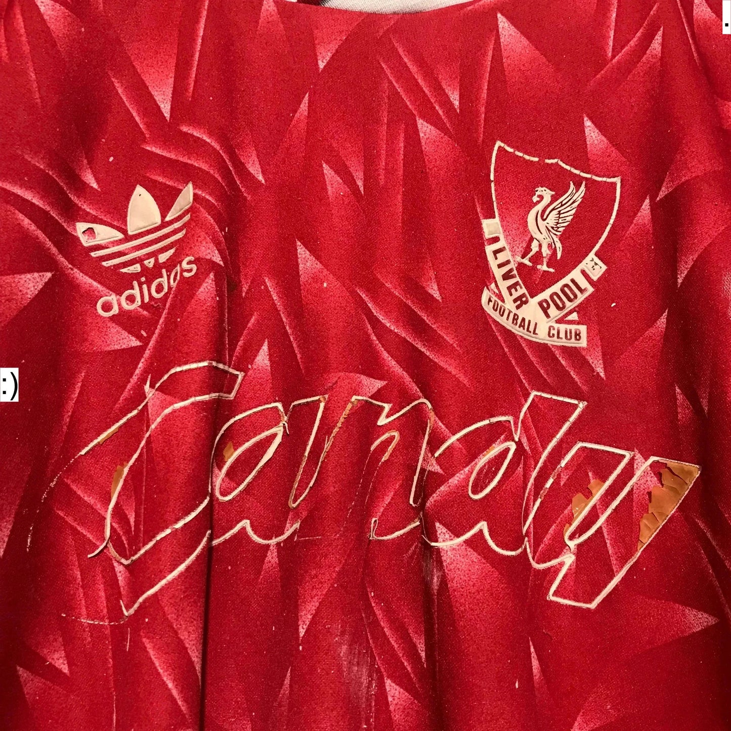 Vintage 1989-1991 Liverpool Shirt Home Kit Adidas Candy - Large