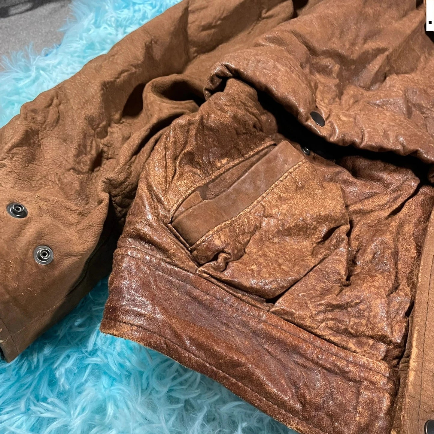 Vintage 90s Brown Leather Bomber Jacket - Medium