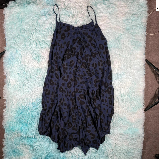 Vintage Y2K Navy Leopard Print Dress Made in Italy