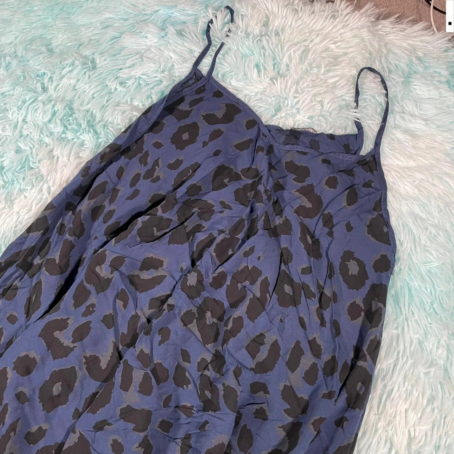Vintage Y2K Navy Leopard Print Dress Made in Italy