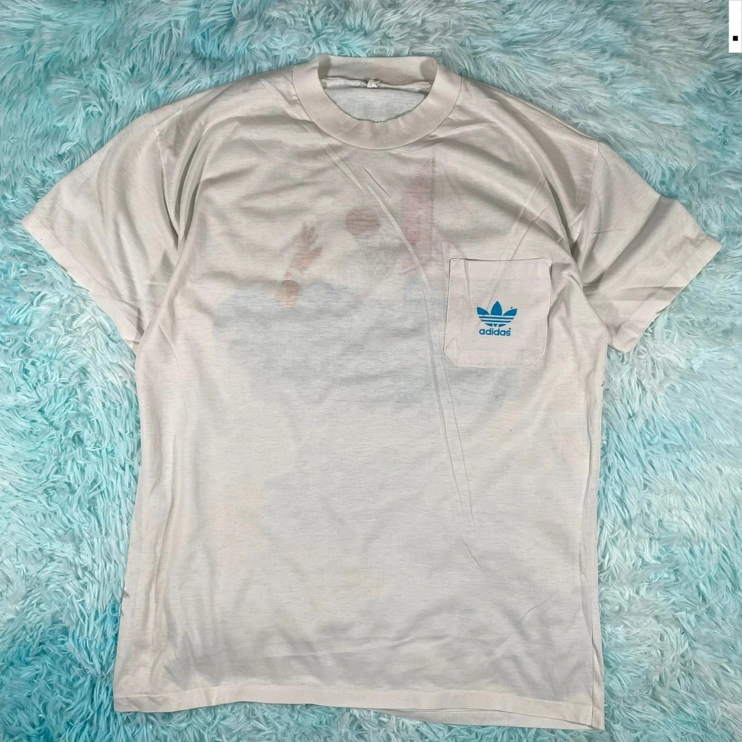 Vintage 80s Adidas Basketball Graphic T Shirt - Medium
