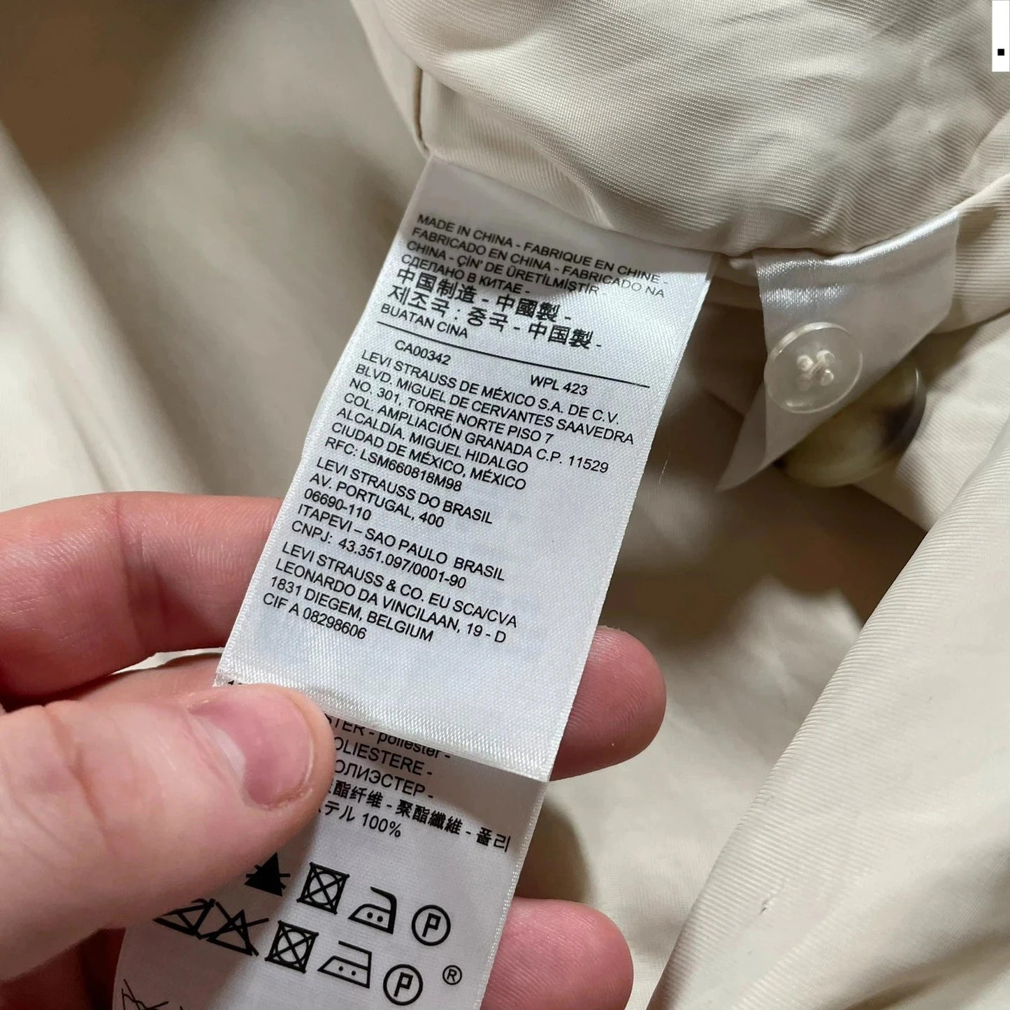 Cream Levi’s Wool Overcoat - Small