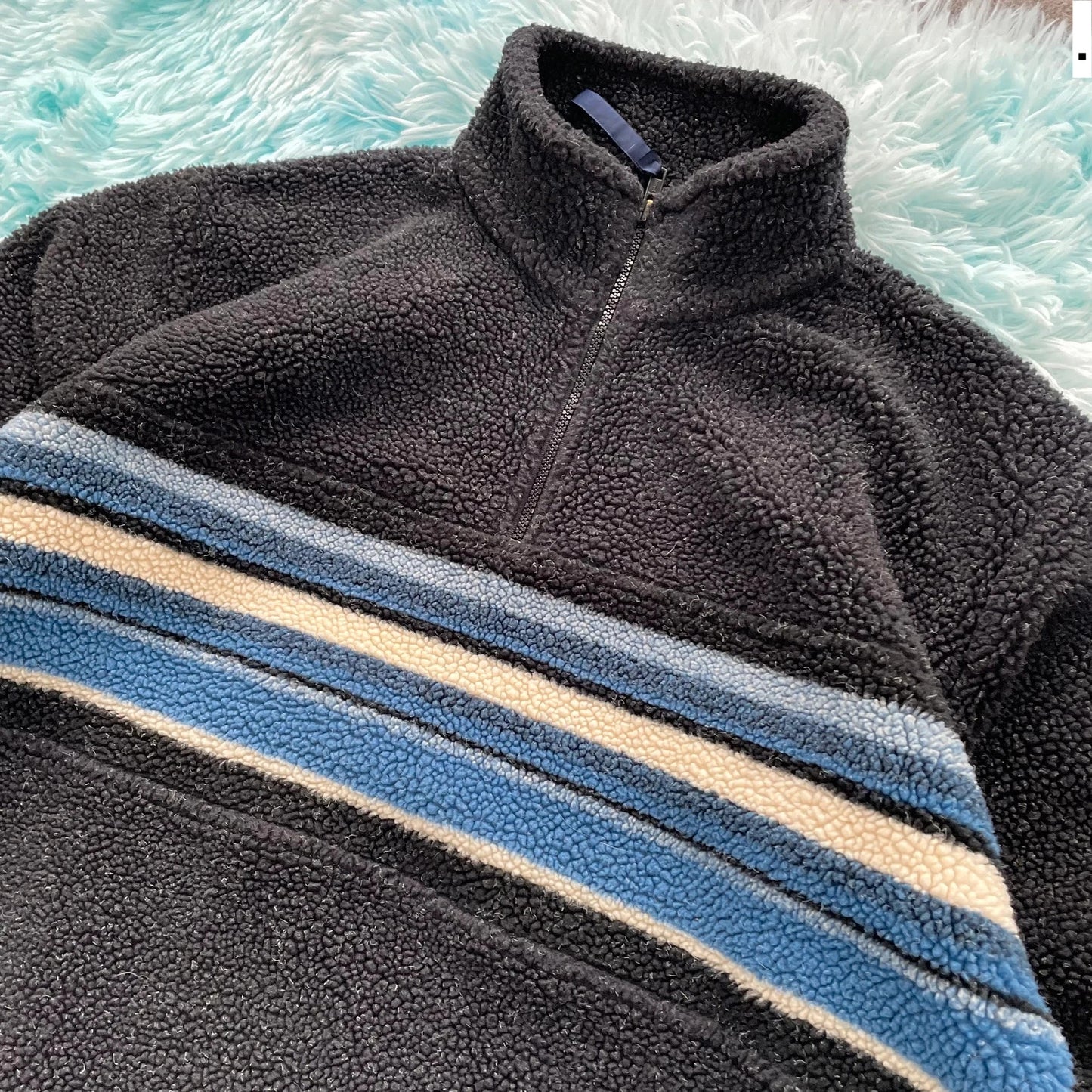 Vintage 90s Black Sherpa Fleece Jumper - Large