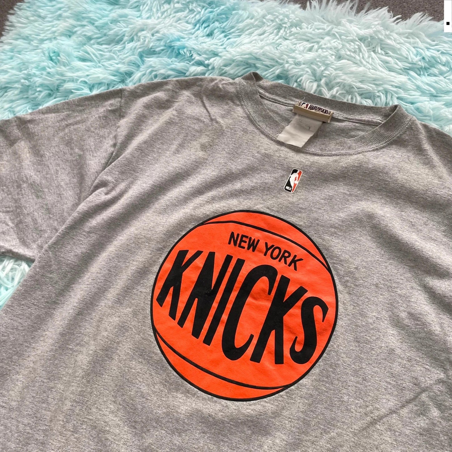 Vintage Grey LA Knicks NBA Print T Shirt - XL