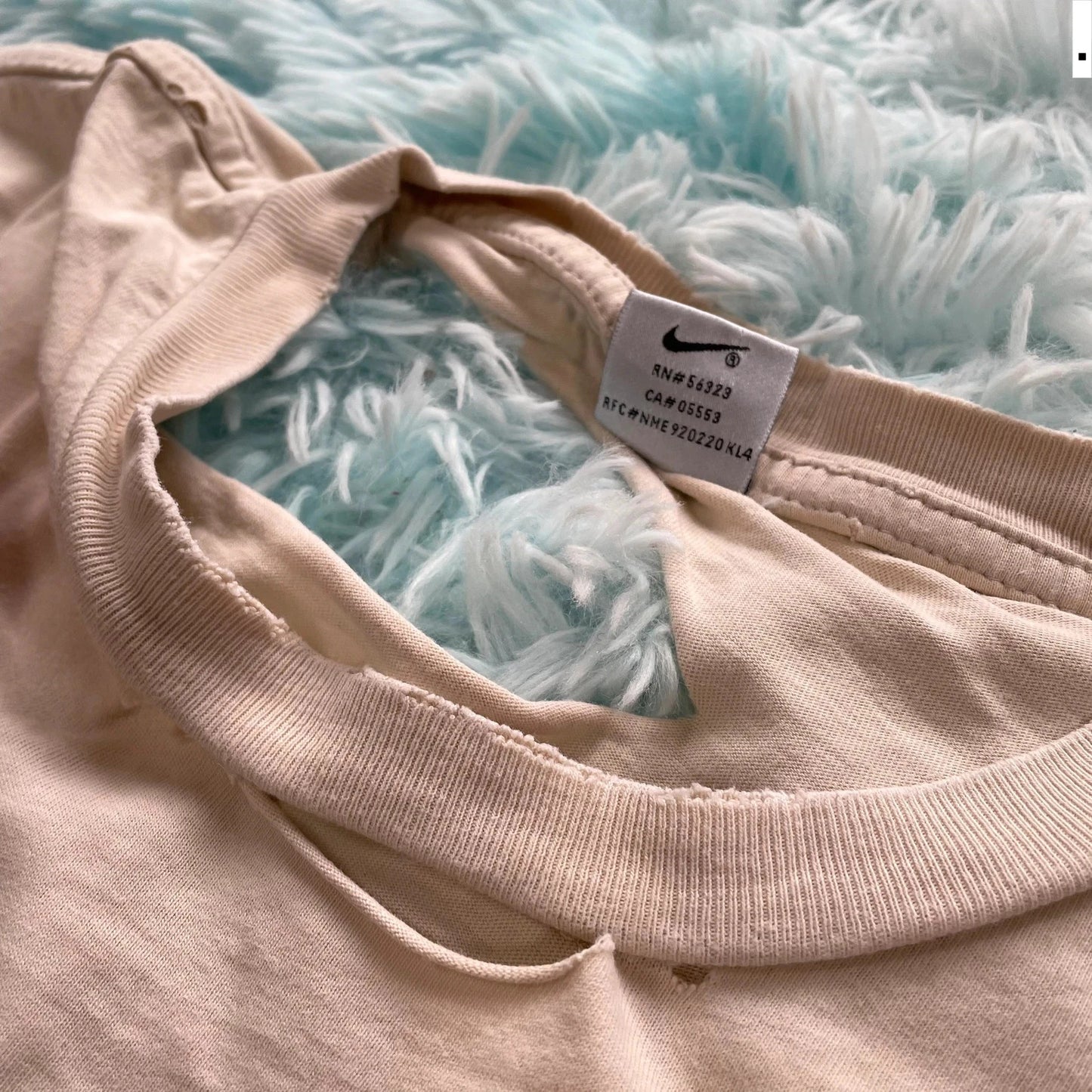 Vintage 90s Thrashed Beige Plain Nike T Shirt - XL